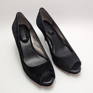 Banana Republic Black Suede Peep Toe Heels